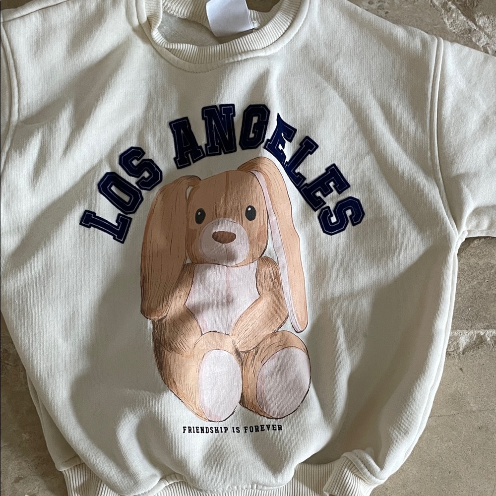 Zara Cream Kids Sweater with bunny holiday print